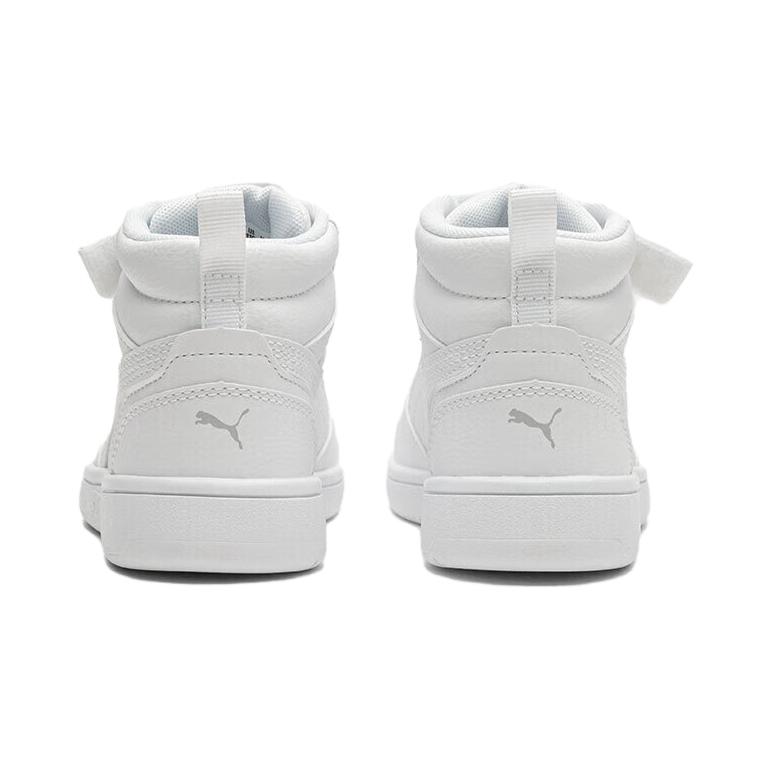 Puma Rebound V6 Synthetic Leather Comfortable Versatile Mid-Top Kids Sneakers Kids Sneakers White Gray 393832-05