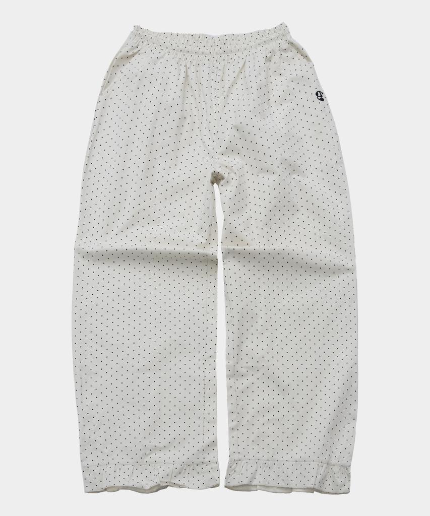 SOME PLACE Frill Mini Dot Basic Logo Strap Elastic Wide Cotton Pants_3 Colors