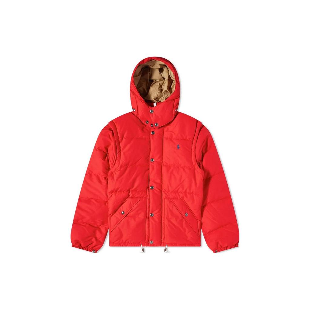 Polo Ralph Lauren FW22 Solid Color Logo Print Quilted Single-Breasted Jacket Men Jacket Red 710810945-012