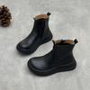 Johnature Soft Cowhide Thick Soled Women's Boots Genuine Leather Round Toe Versatile Retro Short Boots