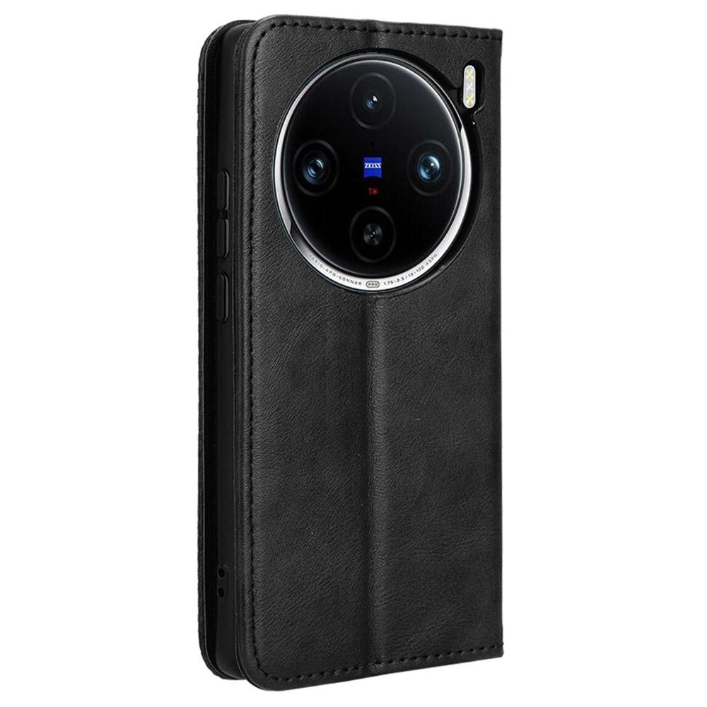 For vivo X100 Pro 5G Case Flip Wallet Retro Leather Flip Phone Cover Magnetic Closure