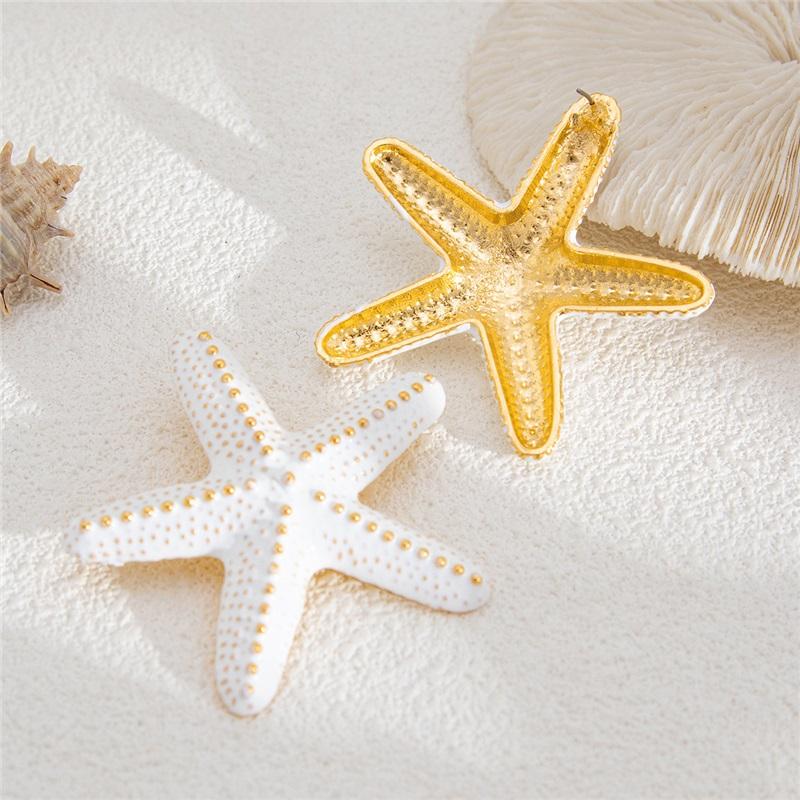 European and American Holiday Style Ins Metal Color Starfish Pendant Necklace for Women Beach Personality Star-shaped Thick Rope Necklace
