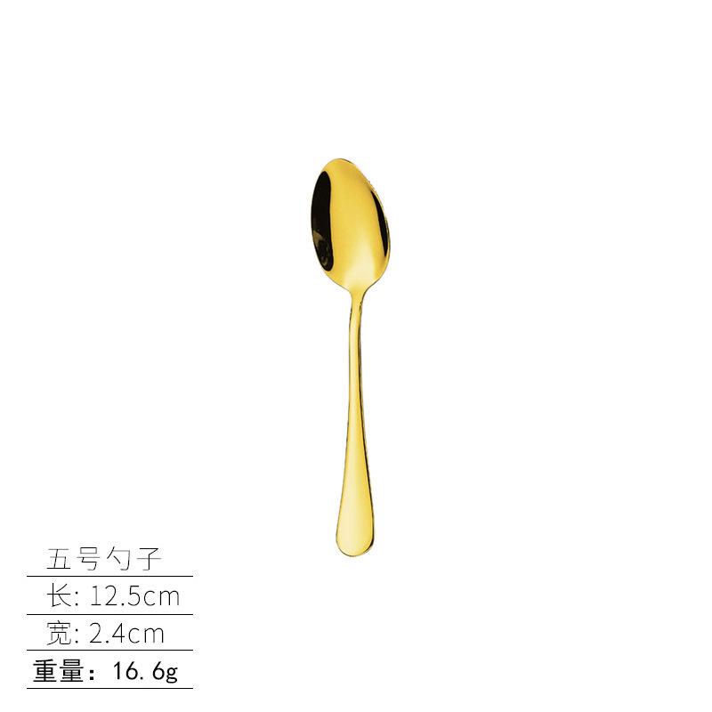 Stainless steel tableware, knives and forks, spoons, western food steak knives and forks, household thickened pointed spoons, round spoons, supplies