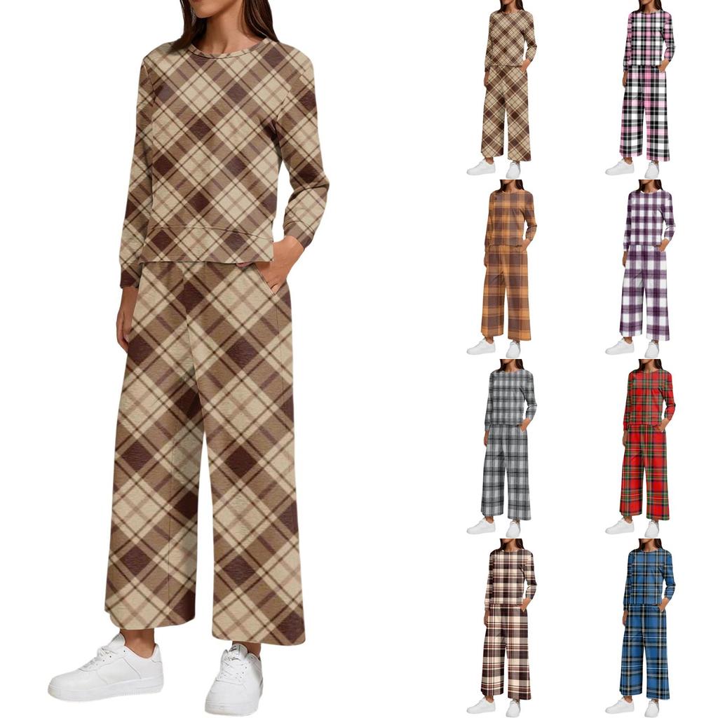Damesmode Ronde Hals Losse Pasvorm Bedrukt Sweatshirt en Joggingbroek Set met Zijsplit Zoom