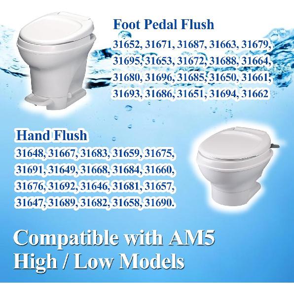 31705 RV Toilet Water Valve Kit, Compatible with Thetford Aqua-Magic V High and Low Models