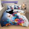 3pcs Colorful Cat Art Design Bedding Set, Including Without Filling, Soft and Comfortable Home Bedroom M033