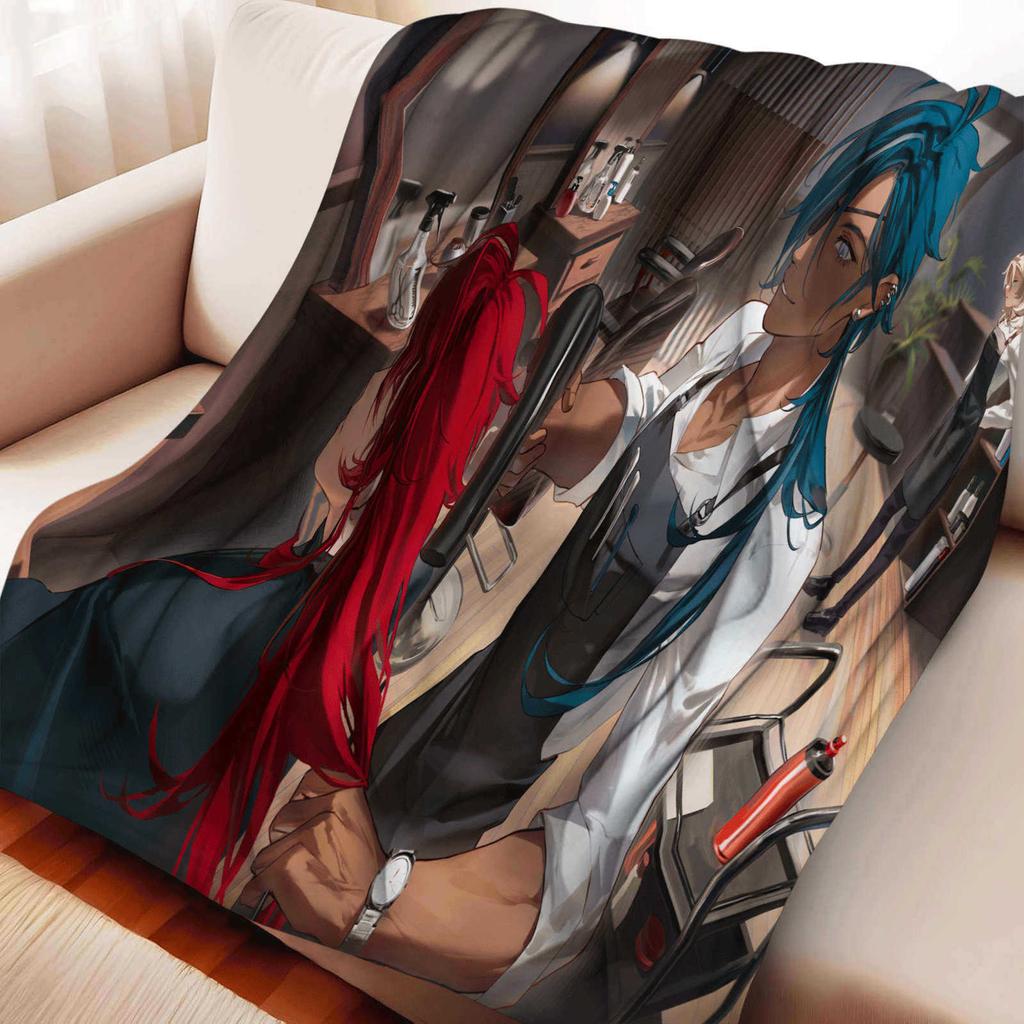 Cartoon Gesnhin Impact Kaeya Alberich Flannel Blanket Cover Warmth Soft Anime Blanket Multifunctional Decor Universal Blankets