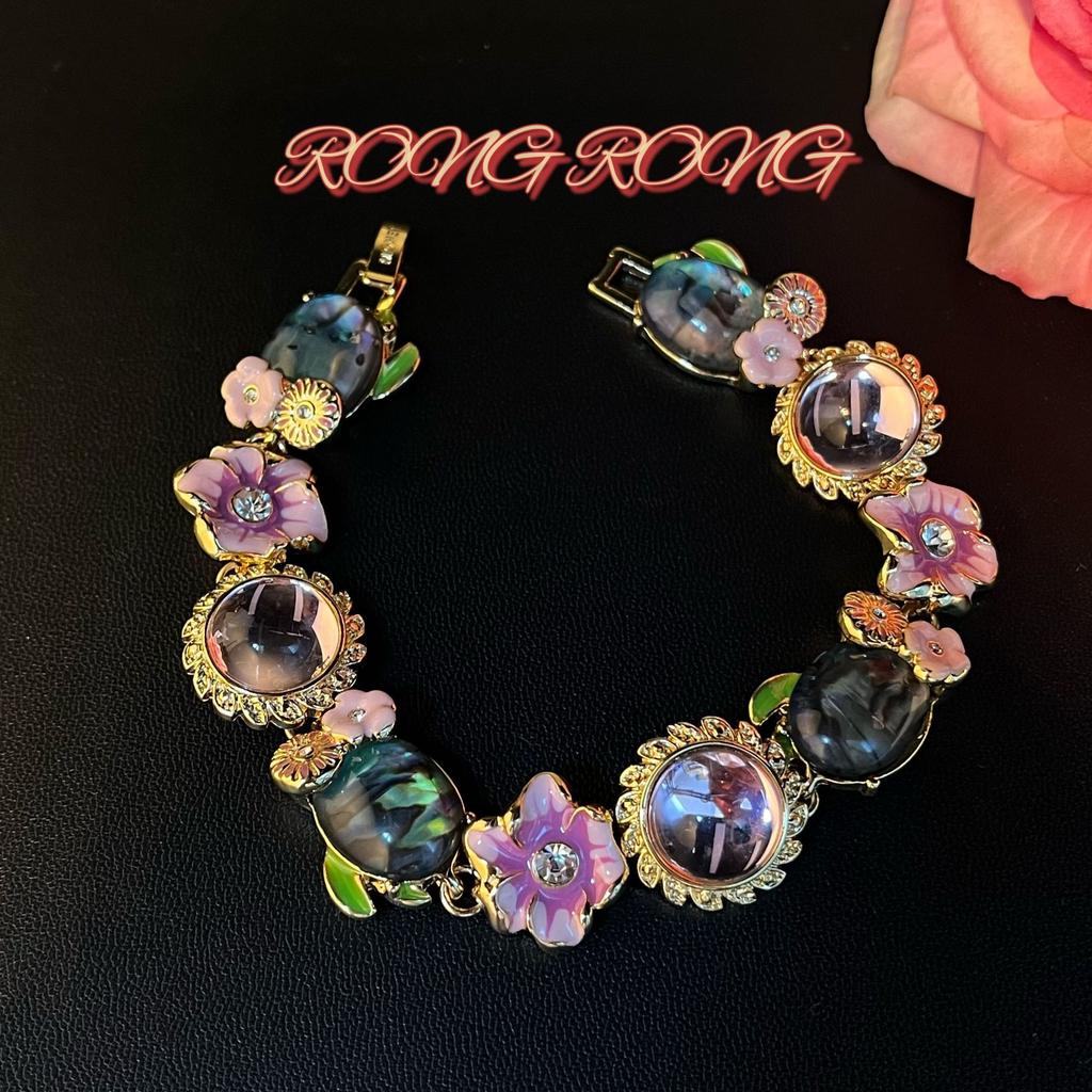 Medieval Vintage Jewelry High Quality Fairy Candy Color Flower Bracelet Summer Temperament Sweet Vintage Bracelet