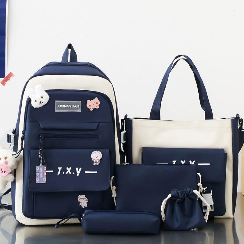 Primary School Boys Five Piece Set Junior High School Students High School Students Backpack Female College Students Backpack