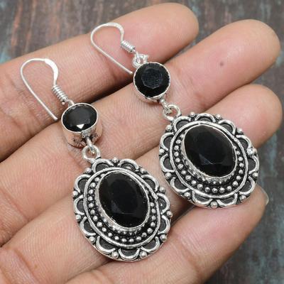 Black Spinel Gemstone 925 Sterling Silver Handmade Amazing Jewelry Earring