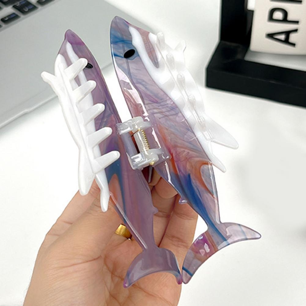 Women Hair Claw Shark Shape Anti-slip Teeth Acetate Material Clip Back Head Large Hair Clip Hair Accessories
