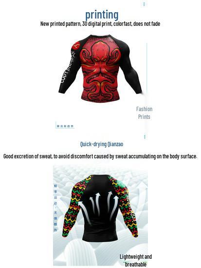 Digital Print Quick-Dry Long Sleeve Training Top - Autumn/Winter Running Tee