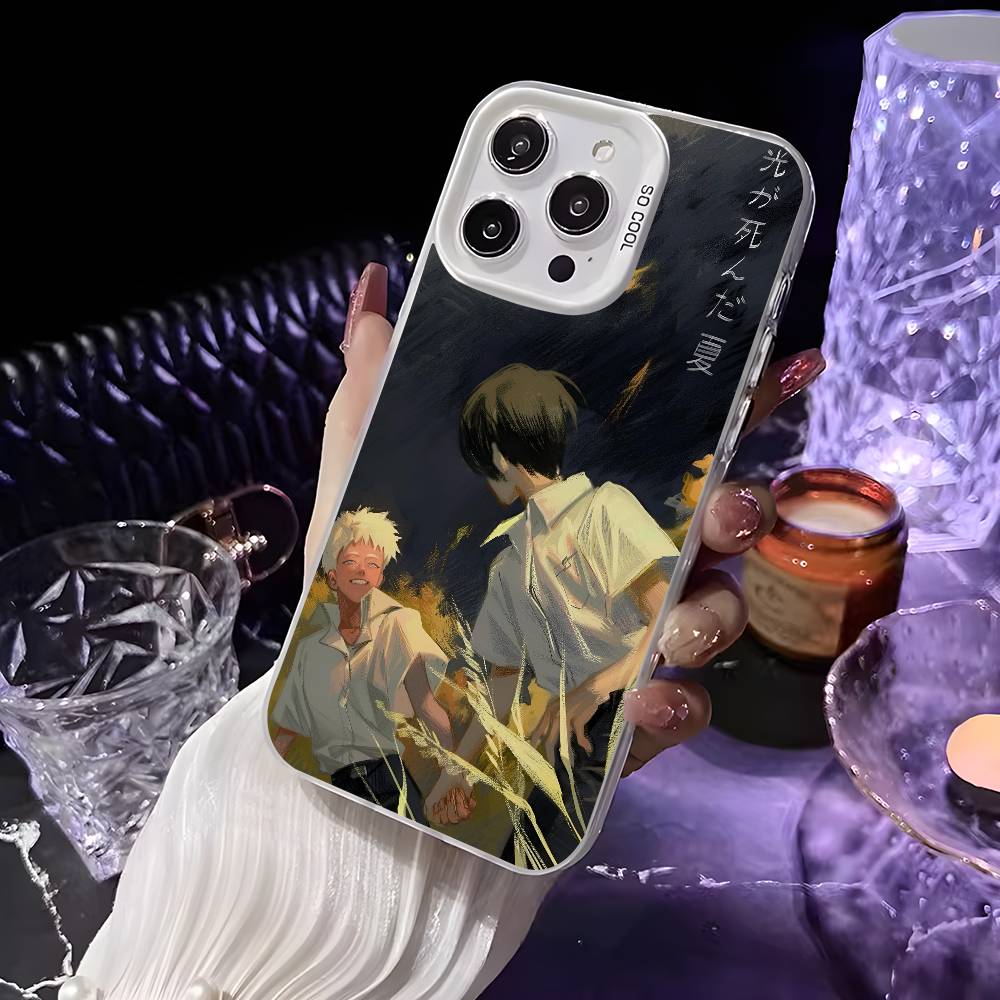 Anime the Summer Hikaru Died Phone Case For iPhone 16 15 14 13 12 11 Pro Max White Ultra-thin Laser Metallic Aurora Funda