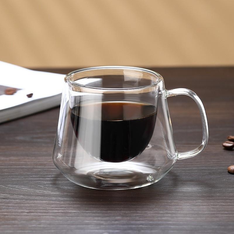 200ML Double Wall Glass Coffee Mug Diamond Shape Transparent Glass cup Heat-resistant Espresso Cup Latte Tea Water Beer Cups