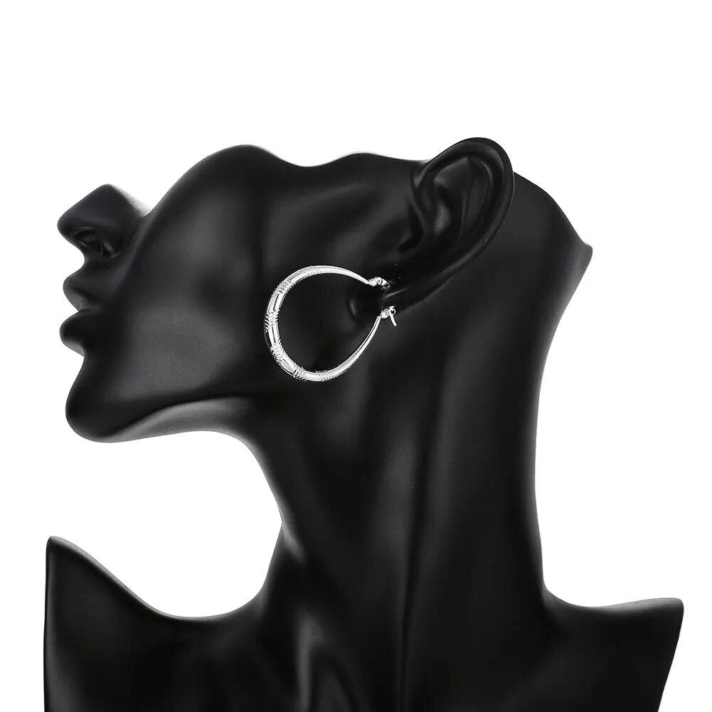 925 Sterling Silver přívěsek 3CM kruhové náušnice pro ženy Luxusní móda Party Svatební doplňky Šperky