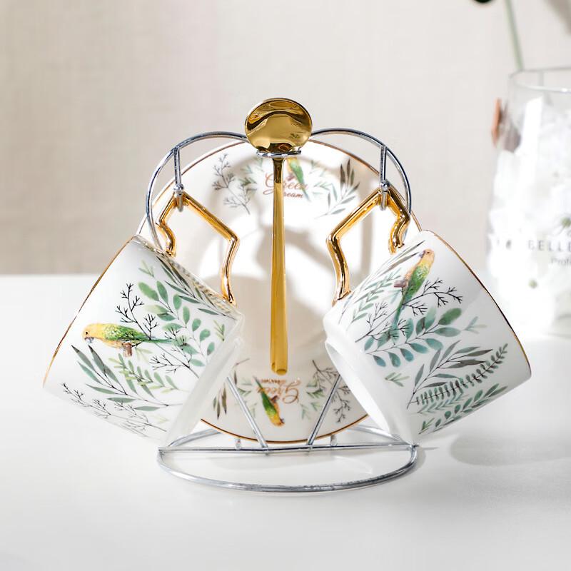 Jingxun European Gold-Trimmed Ceramic Coffee Set (6 Cups)