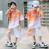 Children's Summer Set Boys' Casual Letter Printed Quick Drying Short Sleeve Sport Two Piece Set