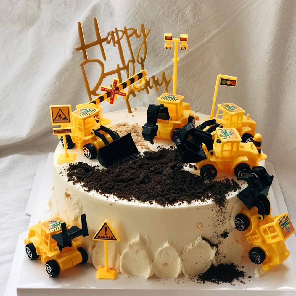 Zdobení na dort Bagr Auto Jeřáb Narozeninová oslava Traktor Stavební Dortové dekorace Potřeby Narozeniny chlapců Baby Shower Dort