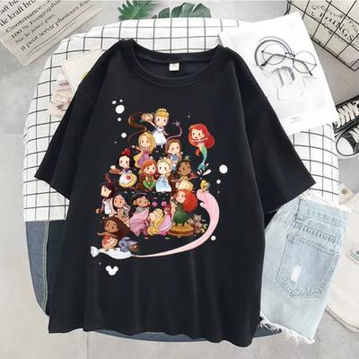 Prinzessinnenparty Bedruckte Cartoon Niedliche und Lustige Kurzarm Damen Oberteile Niedliche T-Shirts für den Sommer in den 90ern T-Shirt