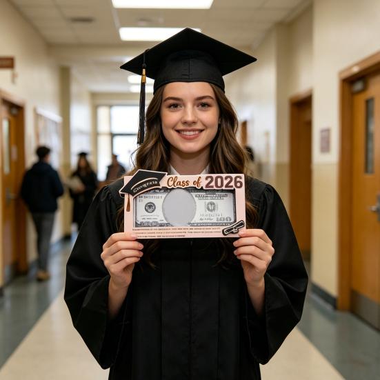 Class of 2026 Graduation Money Holder Wooden Graduation Cash Envelope Box for High School Senior College University Graduates Student Gifts