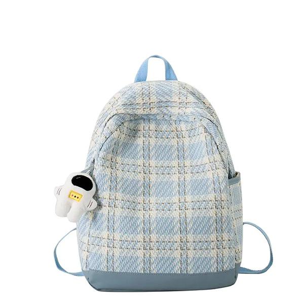 WTEMPO Women's Outdoor Versatile Large Capacity Backpacks Sports Backpacks Lightweight Plaid Printed Zipper Travel Backpacks Preppy Style School Bags