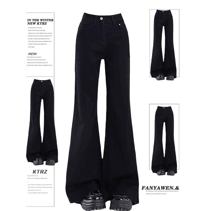 

Women s Plus Size Fleece-Lined Flared Jeans: Thick, Elastic, Slimming, Bell Bottoms for Autumn/Winter. 2XL