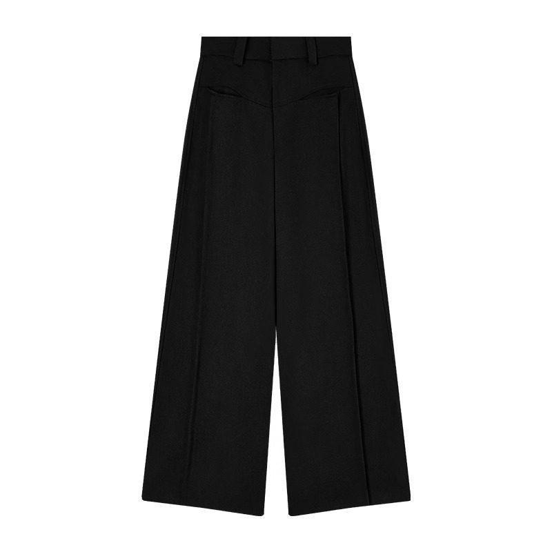 

Plus Size Women s Grey High-Quality Wide Leg Pants - Autumn 2026, High Waist, Slimming, Loose Fit, Floor-Length. XL чёрный