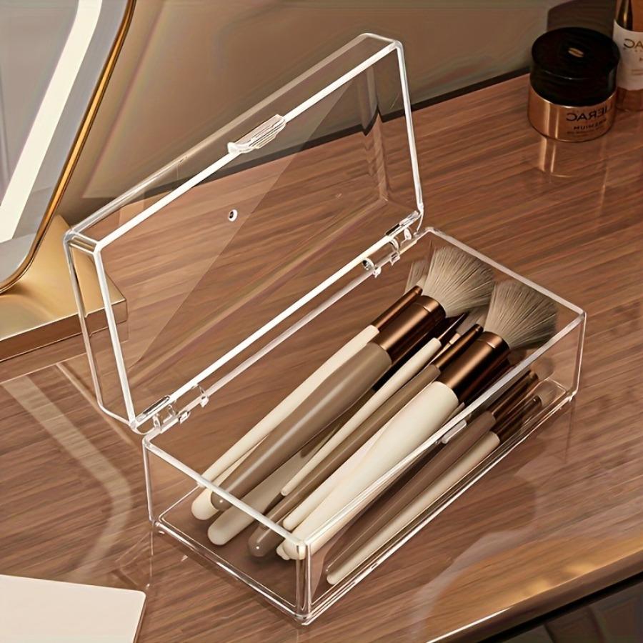 Acrylic Makeup Organizer | Dustproof, Portable, No Electricity Needed, Suitable for Lipsticks, Eyeshadows, Brushes, Visible Compartments