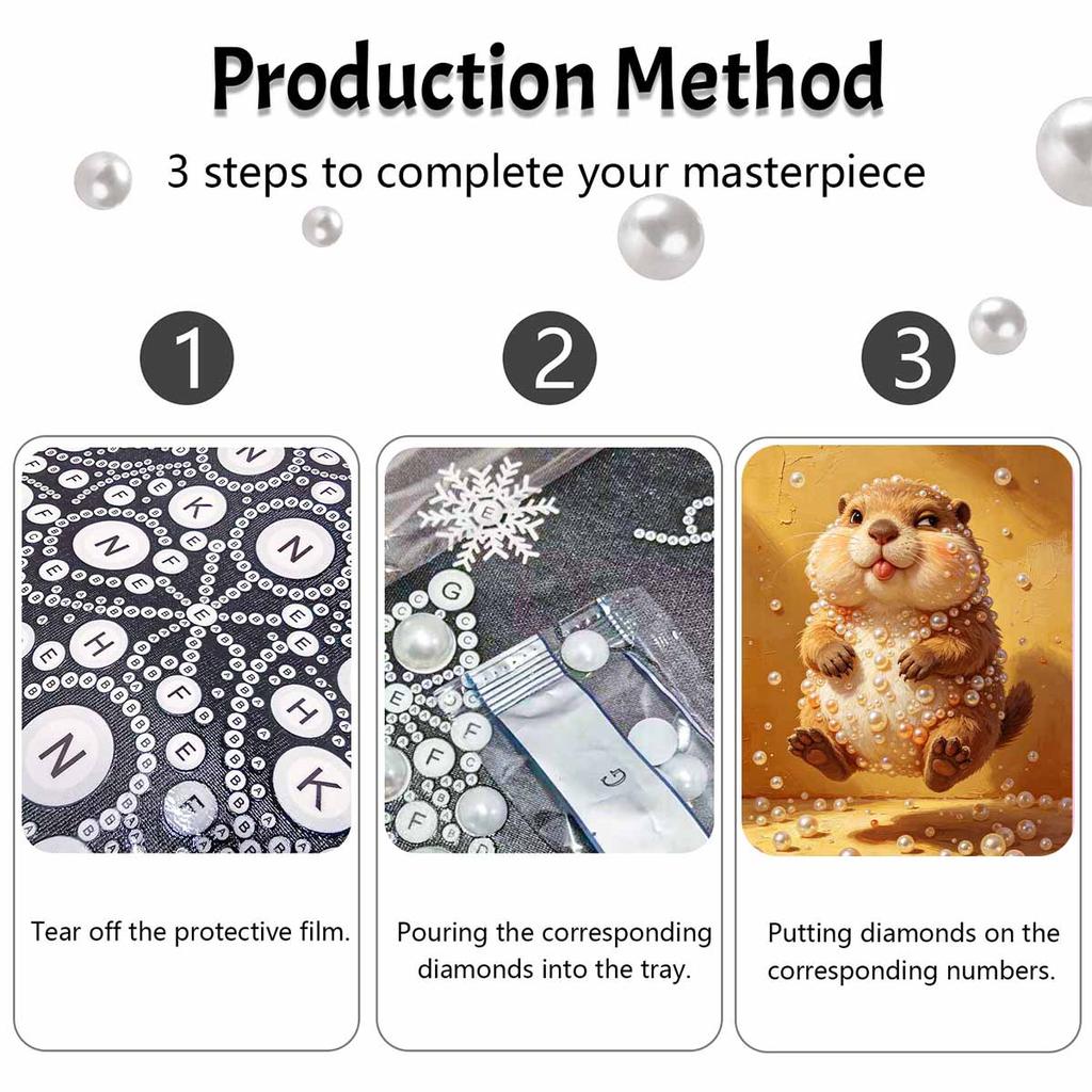 Funny Groundhog with Pearls Framed Pearl Painting Kit DIY 3D Sparkling Bead Canvas Art Relaxing Handmade Craft Gift for Women Aesthetic Decor