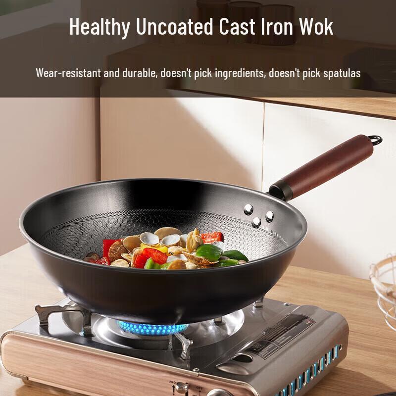 Chuidahuang 32cm Refined Iron Wok with Lid