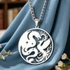 Colier Dragon Phoenix Yin Yang Pandantiv Echilibru Sacru Animale Mitologice Amuletă de Protecție Bijuterii din Oțel Inoxidabil