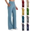 Damen High Waist Straight Leg Yoga-Hose mit geschlitztem Saum und Taschen, athletische lässige lockere Hose für den täglichen Gebrauch
