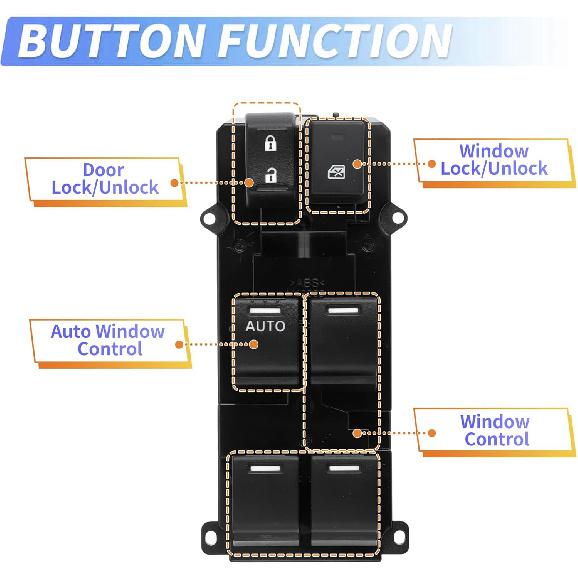 Unifizz Power Window Switch 35750-T0A-H01 Front Left Driver Side Master Control Switch - Compatible with Honda CR-V 2012-2016 Electric Window