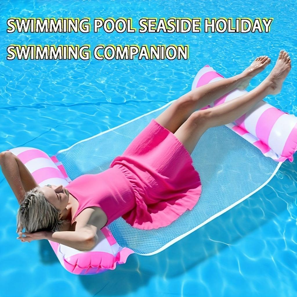 Striped PVC Inflatable Beach Chair - Portable And Foldable Adult Pool Lounger, Durable Party And Pool Accessory