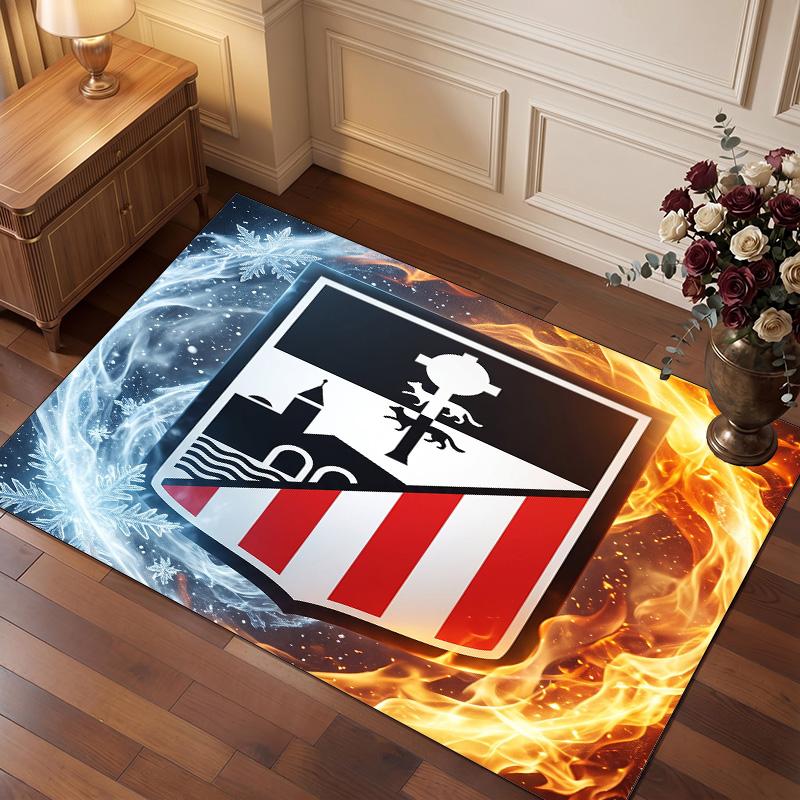 Athletic Bilbao Football Print Crystal Velvet Rug, Comfortable Water Absorbent Non Slip Indoor Floor Carpet