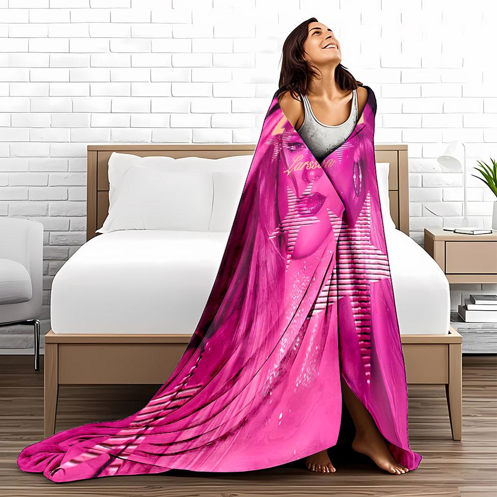 Pink Starry Glamour Portrait for All Seasons Blanket Lunch Break Throw Gift