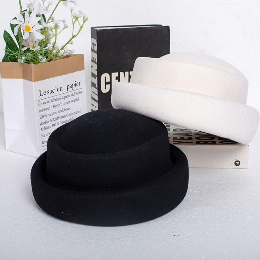 Adjustable Top Hat for Women 100% Wool Millinery Berets Trendy Wool Cap  for Party