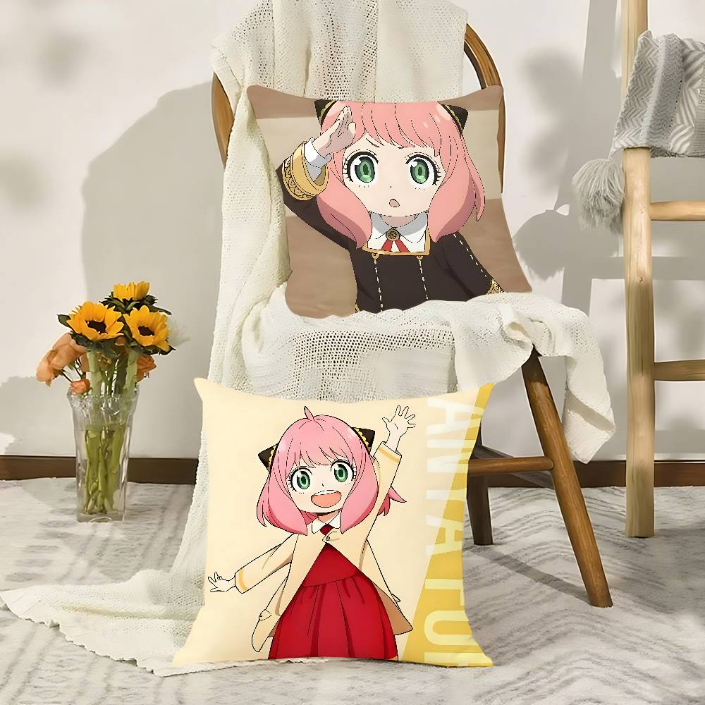 Cute A-Anya Forger Pillow Case Throw Pillow Cover Nordic Vintage Style Cushion Covers Home Living Room Sofa Couch Seat Decor