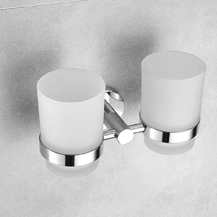 Toothbrush Cup Holder Wall-mounted Bath Hardware Cup Tumbler Holder Silver/Black
