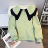 2024 Spring/Autumn Loose Korean Style Lotus Leaf Collar Button Sweater - Women's Fashionable Versatile Design.