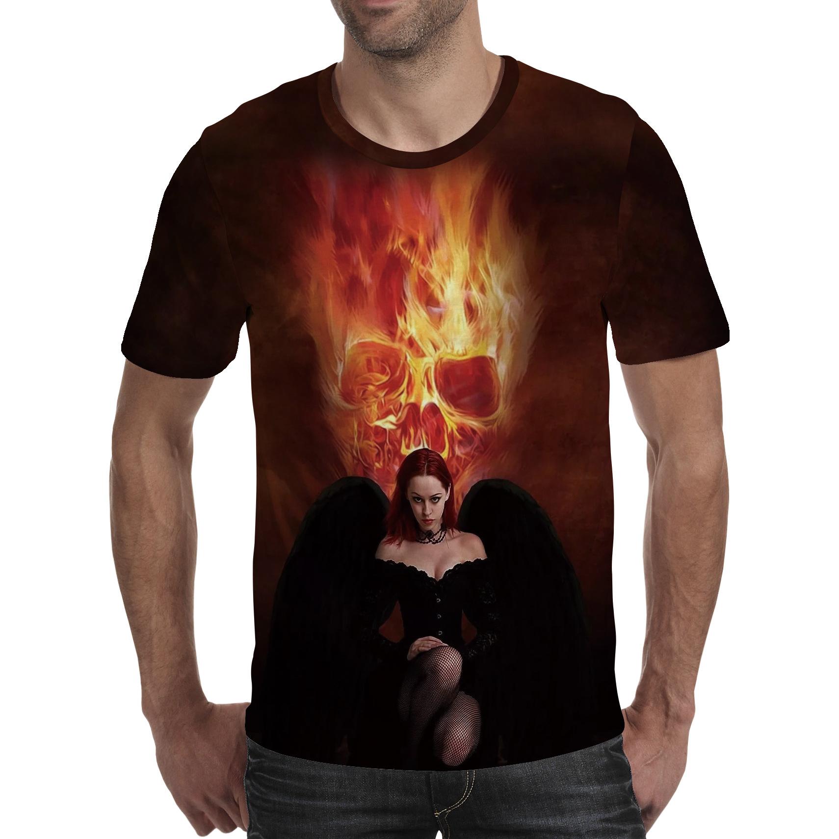 TIP723 Mannen T-shirt Geest Anime 3D Fluorescerende Angel Print T-shirt Unisex-Volwassen Hipster 3D T-shirts Straat Hip hop Oversized T-shirt XXXL