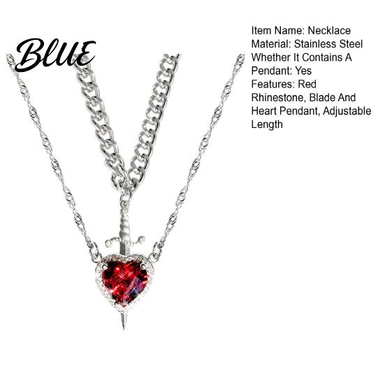Couple Necklace Gift Women Double-layered with Blade And Heart Pendant