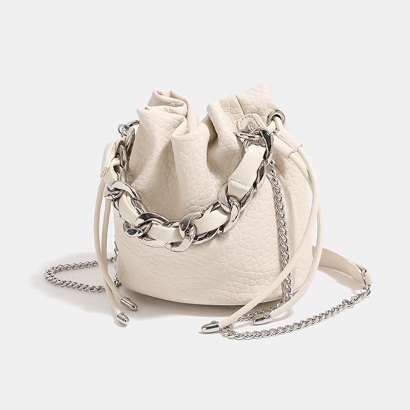 

2025 Luxury Designer Bucket Bag Fashionable Versatile Woven Chain Strap Crossbody Bag New Fashion Twists Shape Handle Handbags бежевый