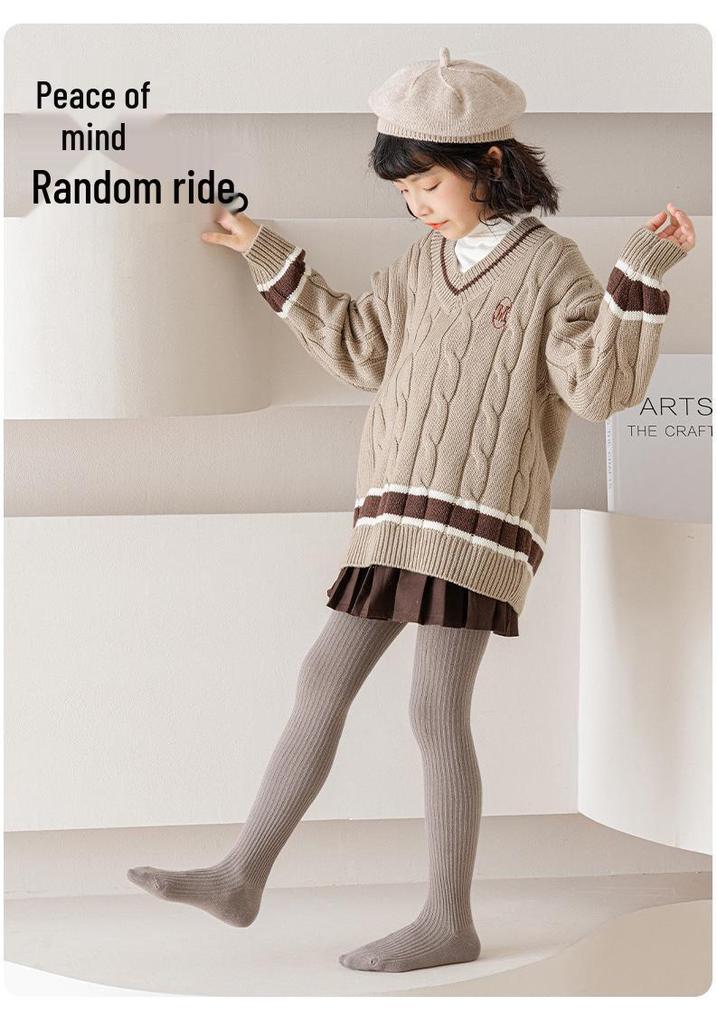 New Spring/Autumn Cute Vertical Stripe Leggings: High Elastic, Comfortable, Thin Style for Toddlers & Young Children Tights
