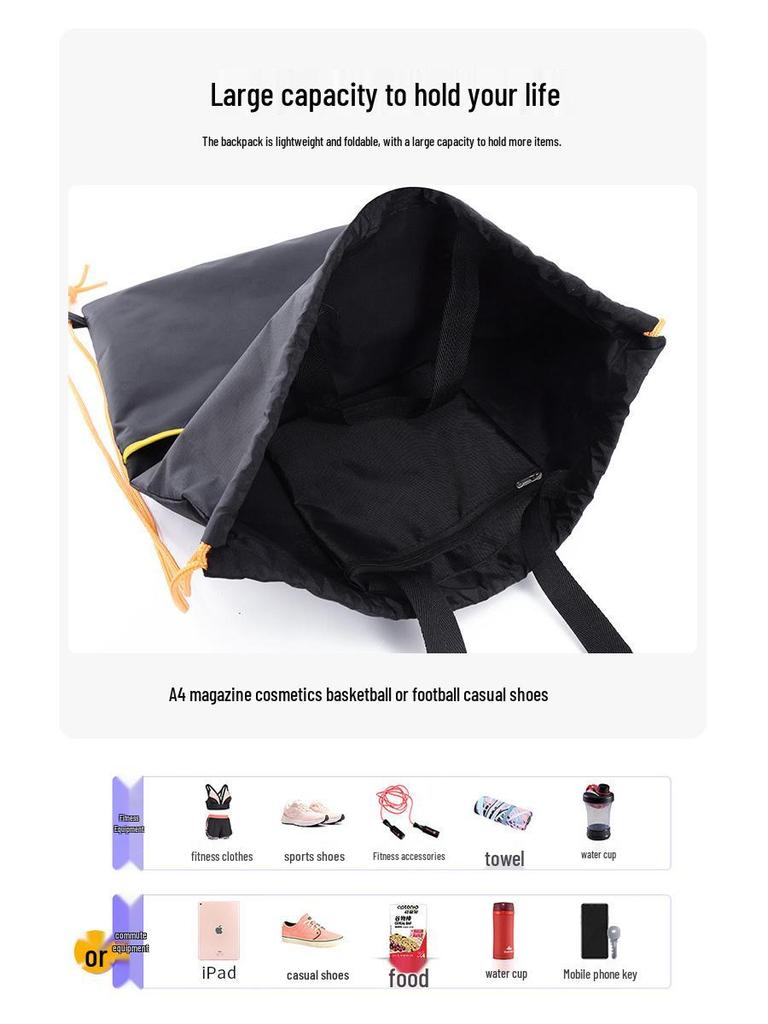 Large Capacity Sports Backpack: Drawstring Shoulder Bag for Basketball & Volleyball Storage and Training