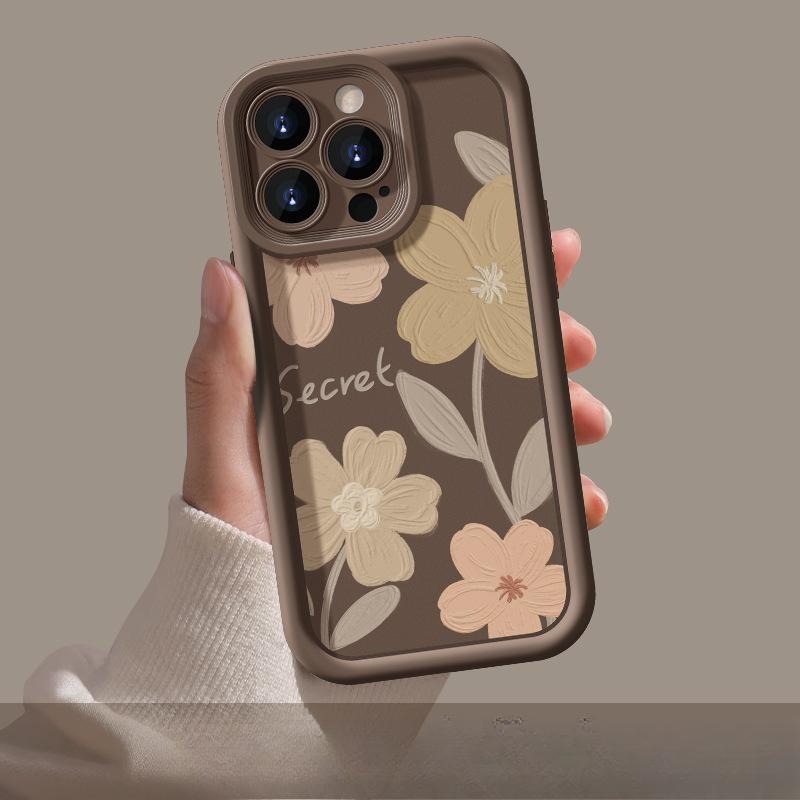 Retro Oil Painting Flowers Suitable for Apple 16PRO Mobile Phone Case Iphone15 Matte Silicone 14 Fine Hole Anti-fall 7/8