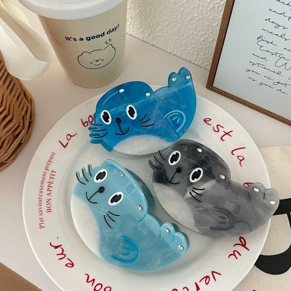 Korean Style Headwear Sea Lion Hair Claw Acetic Acid Geometry Shark Clip  Travel