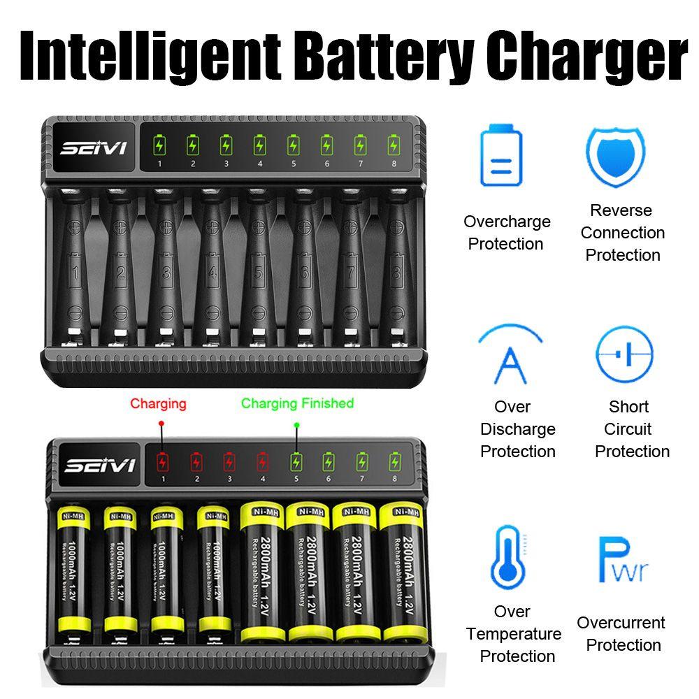Durable Rechargeable Portable Intelligent Battery Charger 8 Slot Fast Charging Dock Adapter