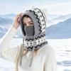 Integrated Warmth Knitted Beanie Hat Knitted Hooded Cap Cute Winter Hat with Scarf  Outdoor Sports