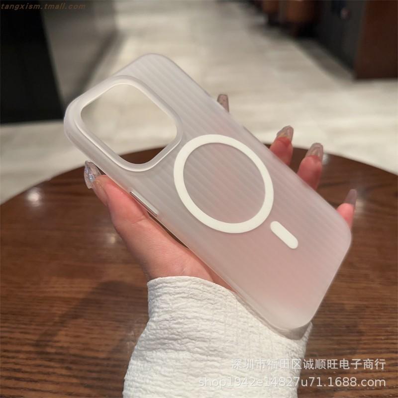 Corrugated stripes are suitable for iphone17 mobile phone case Apple 15promax matte magnetic anti-drop and anti-skid protective cover.